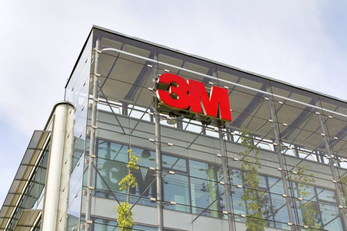 3M company logo on the headquarters building in Prague, Czech Republic
