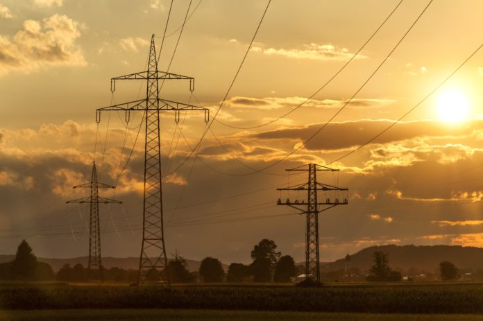 High voltage transmission towers in Germany