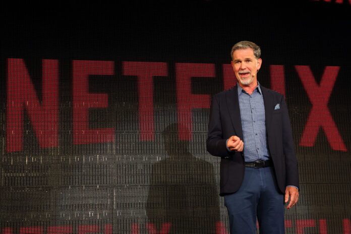 Former Netflix CEO Reed Hastings at a Netflix contents presentation in Tokyo in 2016