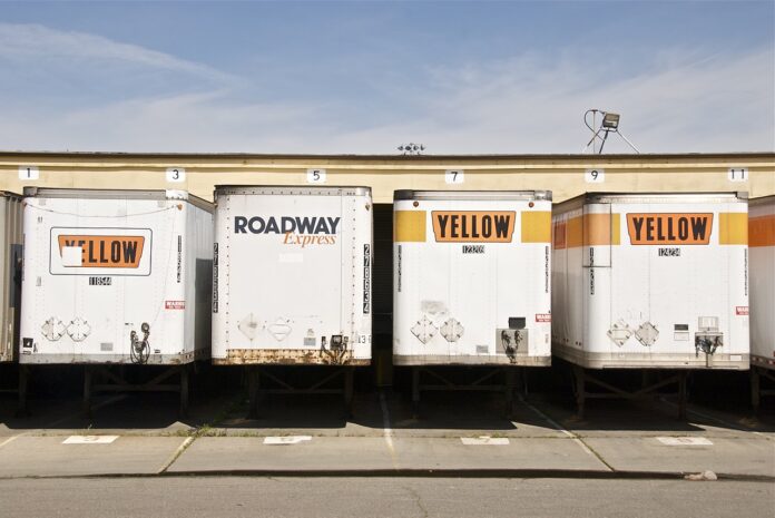 YRC trailers with the vintage Yellow logo
