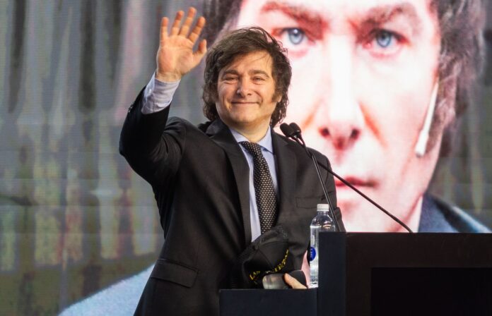 Argentine presidential candidate Javier Milei during a campaign rally in September 2023.
